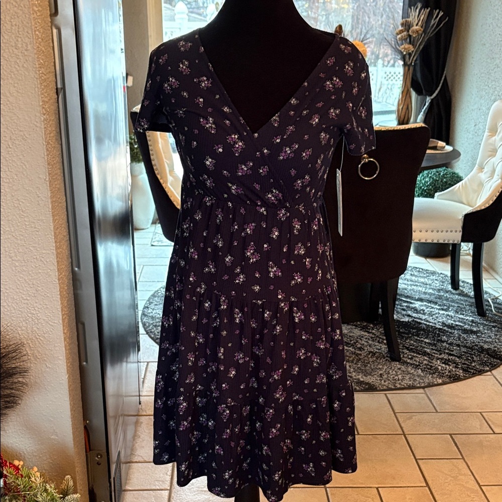 No Boundaries Navy Floral Mini Dress